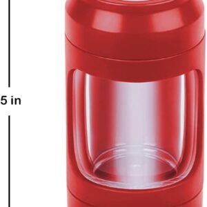 LED Magnifying Jar with Grinder for Herbs, Light up Storage Jar with 8x Magnifying Glass Jar Glow Jar Portable, Storage and Grinding in One Keep Herbs Spice Dry and Fresh (RED)