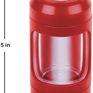 LED Magnifying Jar with Grinder for Herbs, Light up Storage Jar with 8x Magnifying Glass Jar Glow Jar Portable, Storage and Grinding in One Keep Herbs Spice Dry and Fresh (RED)