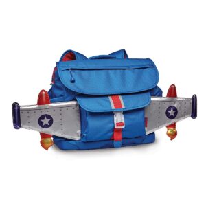 bixbee kids backpack, blue rocket bookbag for girls & boys ages 5-7 | daycare, preschool, elementary school bag for kids | easy to carry & water resistant