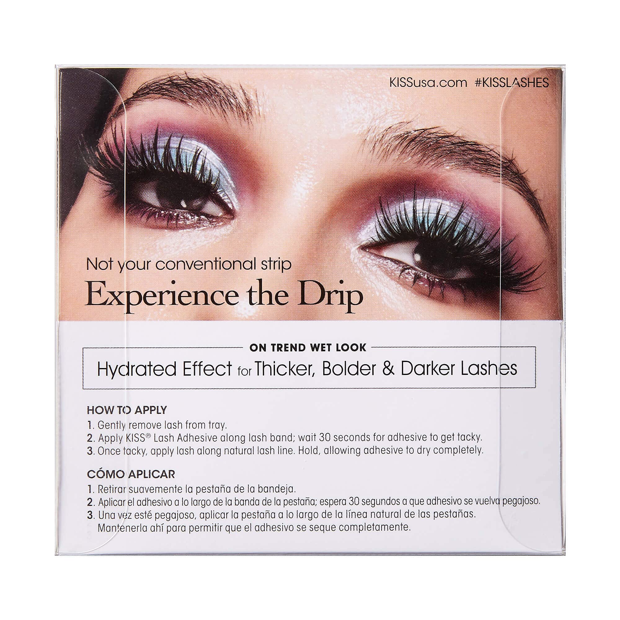 KISS Lash Drip False Eyelashes, Spiky X Boosted Volume, Unique Wet Look Hydrated Effect, Multi-Length Rewearable Fake Eyelashes, Wispy Crisscross Lash Pattern, Style ‘Drenched’, 1 Pair