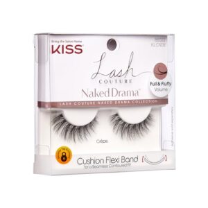 KISS Lash Couture Naked Drama False Eyelashes, Crepe', 10 mm, Cushion Flexi Band, Contact Lens Friendly, Easy to Apply, Reusable Strip Lashes, Includes 1 Pair Fake Eyelashes