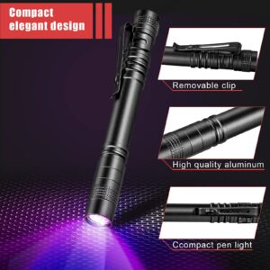 Honoson 6 Pieces UV Black Light Flashlight Small Blacklight Flashlights Pen Lights for Leak, Pet Urine, Hotel Inspection, Dry Stain and Dye Detector, 5.2 Inches Long