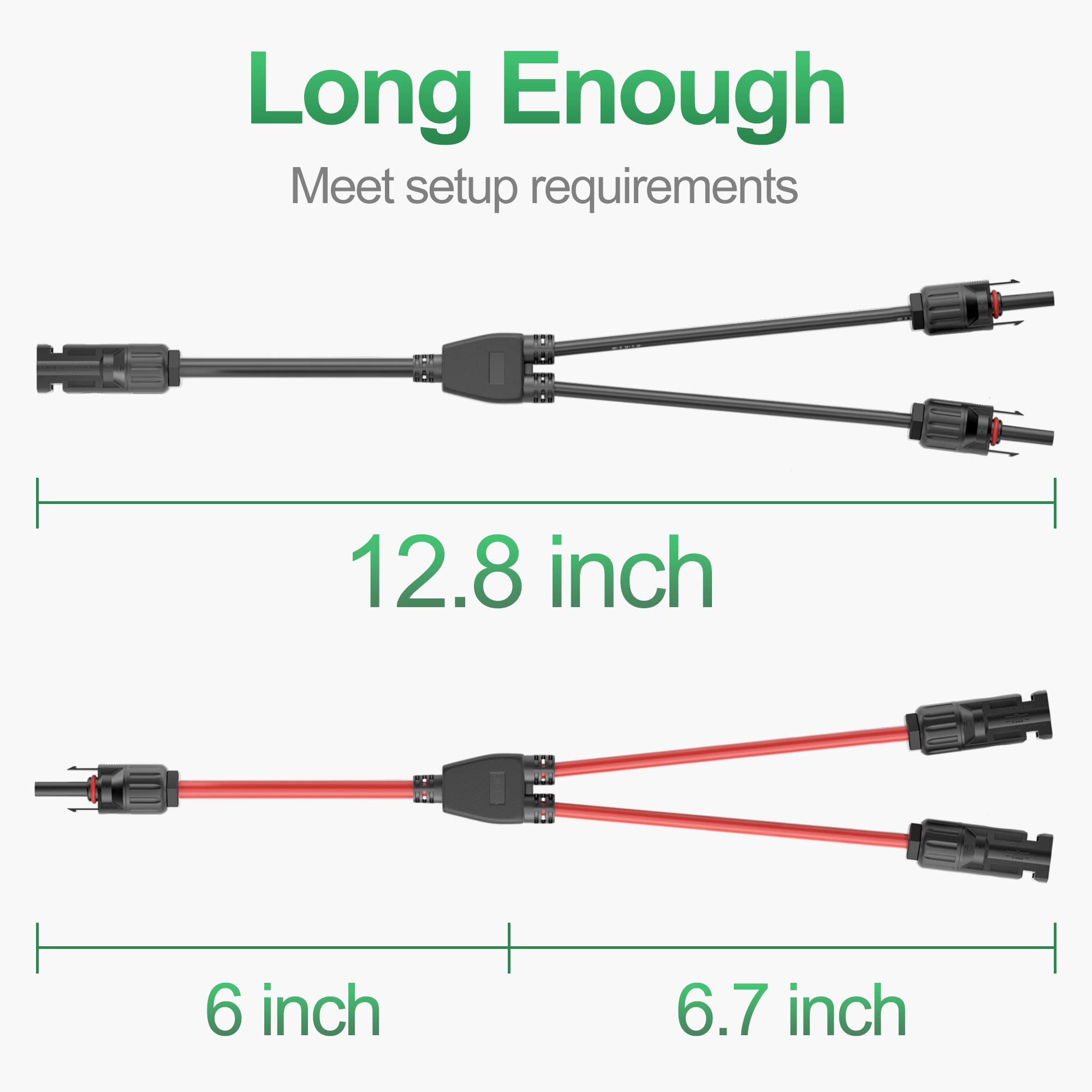 OYMSAE 2 Pairs Solar Connectors Y Branch Parallel Adapter Cable 1 to 2 Solar Panel Connectors Wire Plug Tool Kit for Solar Panel (M/FF, F/MM)