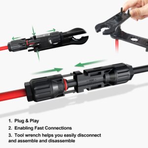 OYMSAE 2 Pairs Solar Connectors Y Branch Parallel Adapter Cable 1 to 2 Solar Panel Connectors Wire Plug Tool Kit for Solar Panel (M/FF, F/MM)