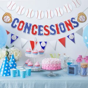 3 Pieces Baseball Garland Baseball Banner Glitter Concessions Banner Baseball Triangle Bunting Pennant Flag Sports Themed Baseball Decorations for Party Favors Baseball Birthday Party Supplies