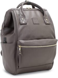 kah&kee leather backpack diaper bag laptop travel doctor teacher bag for women man (grey ii)