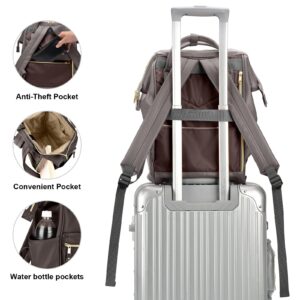 Kah&Kee Leather Backpack Diaper Bag Laptop Travel Doctor Teacher Bag For Women Man (Grey II)