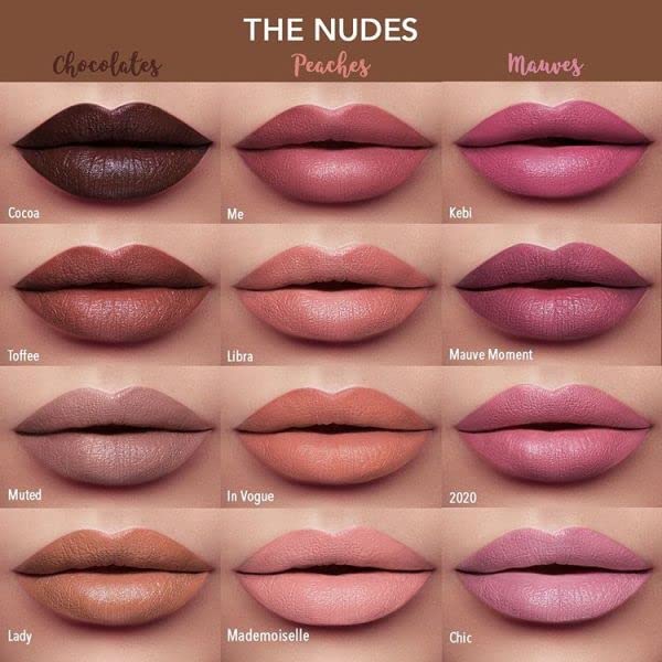 Juvia's Place The Nude Velvety Matte Lipstick Libra - Nude Matte Lipstick, Long-lasting Matte Lipstick, Rich-Color Lip Makeup, Creamy Lipstick with Matte Finish, Beauty & Lip Products