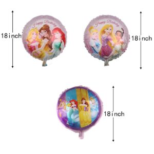 HTRY 5PCS Disney Princess Foil Balloons For Kids Birthday Baby Shower Princess Themed Party Decorations