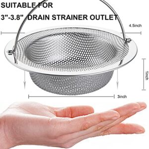 LASSHSWA Kitchen Sink Strainer Stainless Steel, Kitchen Sink Drain Strainer with Handle, Sink Strainers with Large Wide Rim 4.5" Diameter for Kitchen Sinks (2PCS)