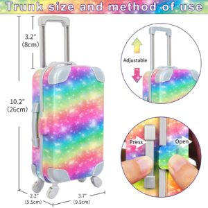 K.T. Fancy 23 PCS American 18 Inch Doll Accessories Suitcase Luggage Travel Set - Rainbow Suitcase Rainbow Bag Camera Computer Cell Phone Neck Pillow Eye Mask Glasses Gift for Christmas (NO Doll)