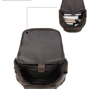 LANNSYNE Retro Distressed Cowhide Leather Backpack for Men fits 16" Laptop Rucksack Travel Weekender Daypack