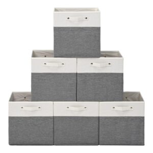 sancardy bndsklai foldable cube storage bins 13x13x13 inch [6-pack],collapsible shelf storage baskets,fabric storage baskets with handles,suitable for shelf,closet,cabinet(white/grey)
