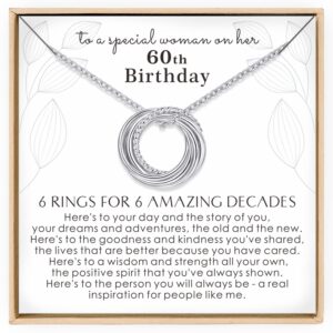 annamate 60th birthday gifts for women 925 sterling silver 6 circles necklace for her six decade jewelry 60 years old birthday gift