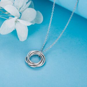 Annamate 60th Birthday Gifts for Women 925 Sterling Silver 6 Circles Necklace For Her Six Decade Jewelry 60 Years Old Birthday Gift