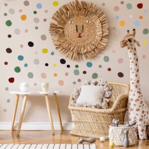 Epakh 296 Pcs Polka Dots Wall Decal Playroom Wall Decor Gifts Boho Rainbow Kids Wall Art Colorful Room Nursery Bedroom Classroom Watercolor Wall Decals Peel and Stick Modern(Dark Colors)