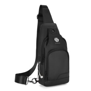 yanzhe sling bag, waterproof sling bag for men, multipurpose crossbody bag men for hiking, casual lightweight chest bag for men/women(matte black)