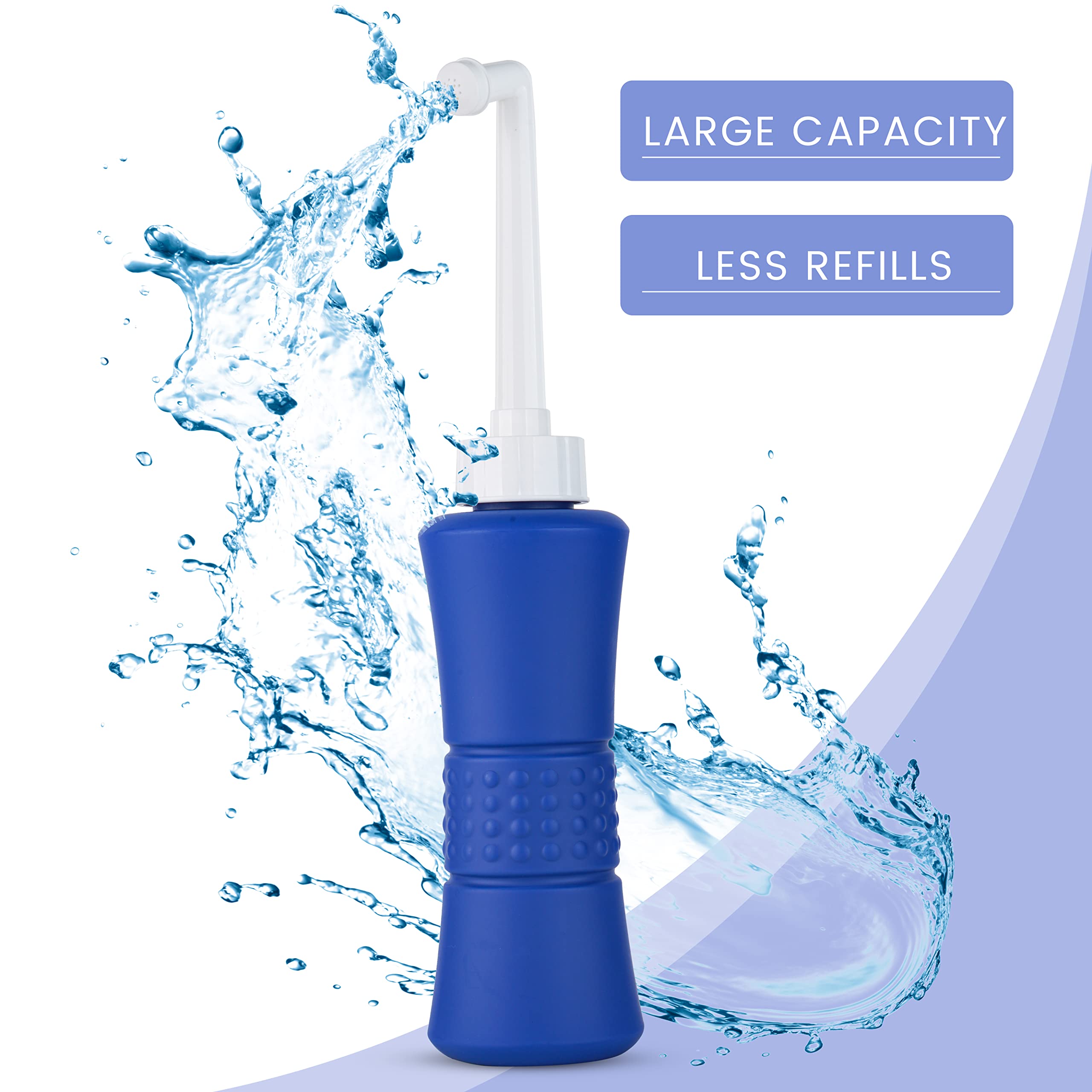 laphang Portable Bidet 500ml Blue Peri Bottle with Waterproof Pouch and Cap – PP + TPR, Leak Proof & Scratch Resistant –Perineal Bottle for Postpartum Hemorrhoids Healing, Maternity Kit Essentials