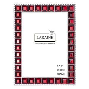 laraine picture photo frame 5x7 rhinestones metal high definition glass display pictures for tabletop crystal home decorative holiday gift (red, 5x7)