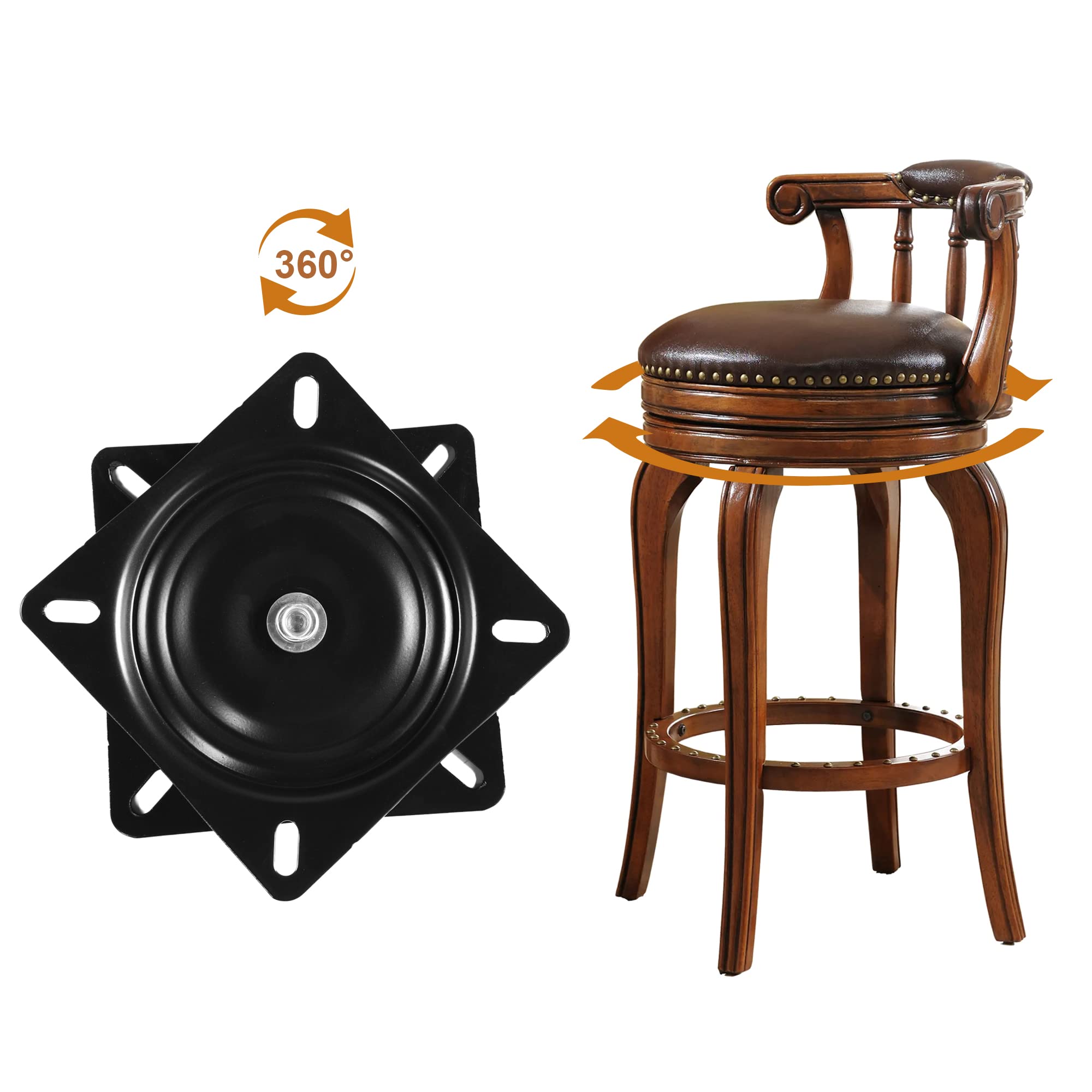 Frassie 2 Pack 7 Inch Bar Stool Swivel Plate Replacement,360 Degree Swivel Square Turntable for Recliner Chair