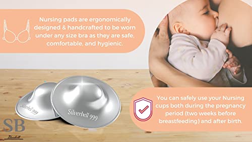 The Original 999 Pure Silver Nursing Cups - Nipple Shields for Nursing - Silver Nipple Covers -Silver Nursing Cups - Newborn Essentials Must Haves - Breastfeeding Nipple Covers-Nipple Shield