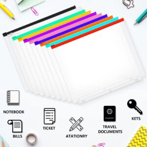 40 Pieces Binder Pockets A4 Size 3 Hole Binder Pockets with Zipper Binder Folders Plastic Binder Pouch Folders for 3 Ring Binder Loose Leaf Bags Waterproof PVC Document Filing Bags, 10 Colors