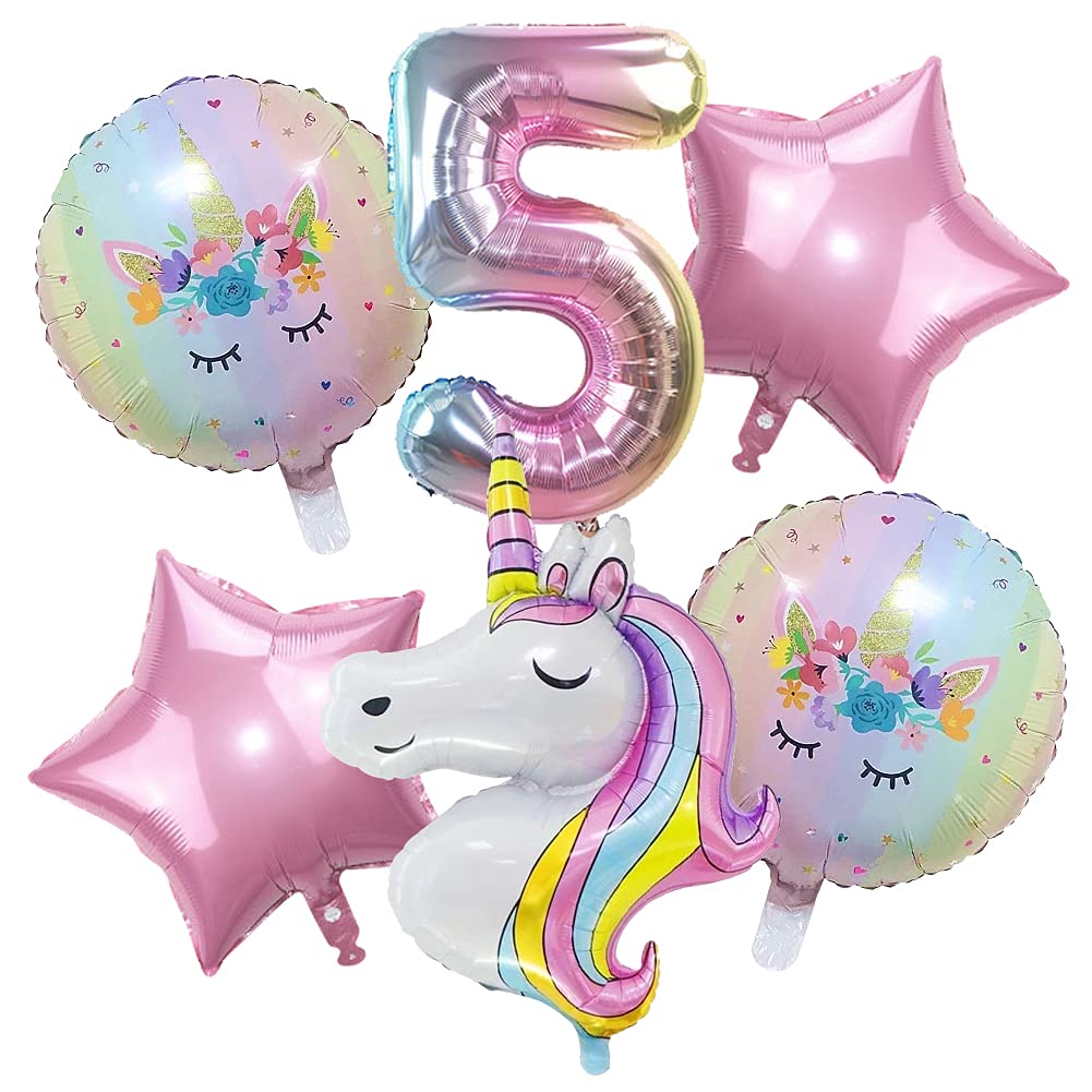 DUILE Unicorn Balloons Unicorn Birthday Party Decorations for Girls Foil Balloons Set Macaron and Rainbow Balloon Wedding Baby Shower Party Supplies (5)