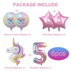 DUILE Unicorn Balloons Unicorn Birthday Party Decorations for Girls Foil Balloons Set Macaron and Rainbow Balloon Wedding Baby Shower Party Supplies (5)
