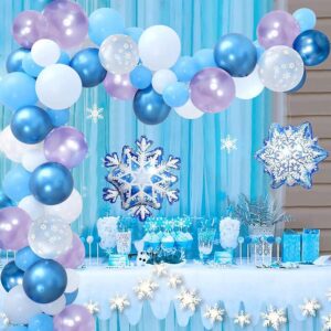 Frozen Balloons Arch Garland Kit, Frozen Birthday Balloons Frozen Party Supplies Latex Balloons Happy Birthday Snowflakes Foil Balloon Frozen Decorations for Birthday Party Girl Home Decorations