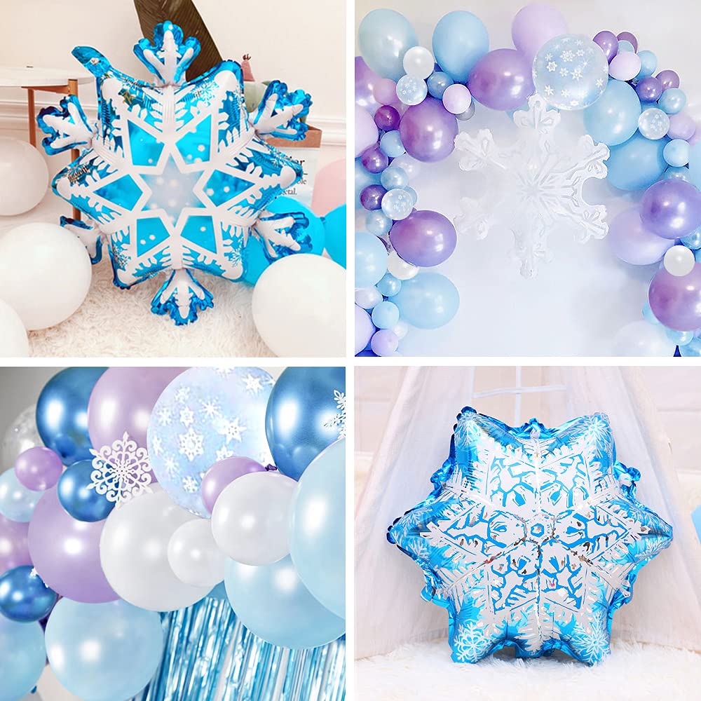 Frozen Balloons Arch Garland Kit, Frozen Birthday Balloons Frozen Party Supplies Latex Balloons Happy Birthday Snowflakes Foil Balloon Frozen Decorations for Birthday Party Girl Home Decorations