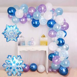 Frozen Balloons Arch Garland Kit, Frozen Birthday Balloons Frozen Party Supplies Latex Balloons Happy Birthday Snowflakes Foil Balloon Frozen Decorations for Birthday Party Girl Home Decorations