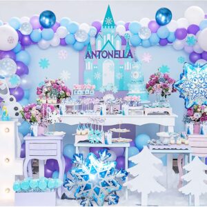 Frozen Balloons Arch Garland Kit, Frozen Birthday Balloons Frozen Party Supplies Latex Balloons Happy Birthday Snowflakes Foil Balloon Frozen Decorations for Birthday Party Girl Home Decorations