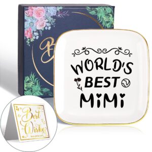 littlefa mimi gift for grandma,world’s best mimi ever ceramic ring dish decorative jewelry tray for grandma,unique meaningful gifts for grandma birthday christmas