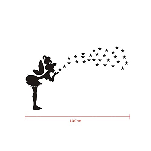 luckymeet Wall Decals Stickers Acrylic Wall Stickers Cute Little Fairy Stars,3D Mirror Modern DIY Wall Stickers for Kids Room Bedroom Kindergarten, Silver