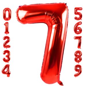 40 inch large red number 7 balloon extra big size jumbo digit mylar foil helium balloons for birthday party celebration decorations graduations wedding anniversary baby shower supplies photo shoot