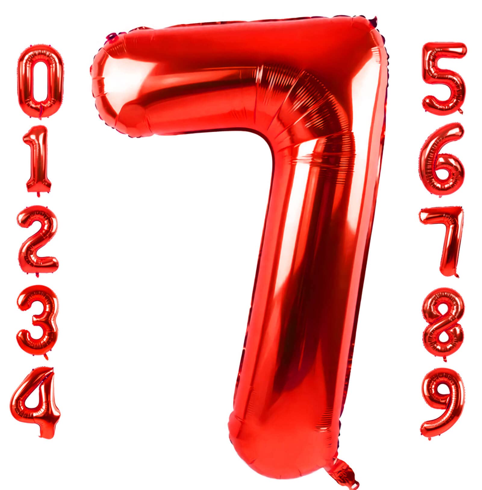 40 Inch Large Red Number 7 Balloon Extra Big Size Jumbo Digit Mylar Foil Helium Balloons for Birthday Party Celebration Decorations Graduations Wedding Anniversary Baby Shower Supplies Photo Shoot