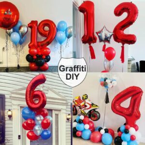 40 Inch Large Red Number 7 Balloon Extra Big Size Jumbo Digit Mylar Foil Helium Balloons for Birthday Party Celebration Decorations Graduations Wedding Anniversary Baby Shower Supplies Photo Shoot