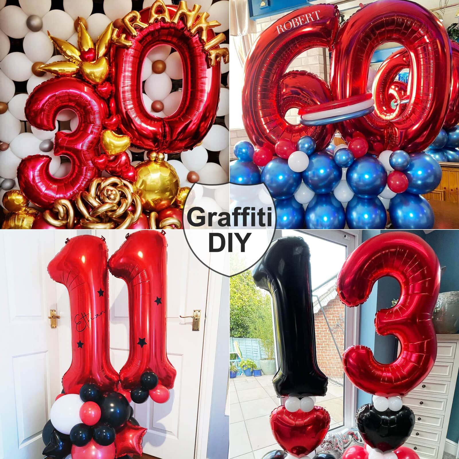 40 Inch Large Red Number 7 Balloon Extra Big Size Jumbo Digit Mylar Foil Helium Balloons for Birthday Party Celebration Decorations Graduations Wedding Anniversary Baby Shower Supplies Photo Shoot