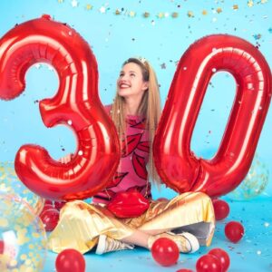 40 Inch Large Red Number 7 Balloon Extra Big Size Jumbo Digit Mylar Foil Helium Balloons for Birthday Party Celebration Decorations Graduations Wedding Anniversary Baby Shower Supplies Photo Shoot