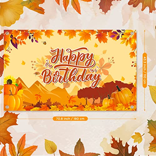 Fall Birthday Party Decorations Large Pumpkin Birthday Banner Fall Happy Birthday Backdrop for Harvest Thanksgiving Autumn Pumpkin Birthday Baby Shower Background Photo Booth Props Party Supplies