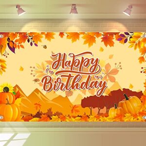 fall birthday party decorations large pumpkin birthday banner fall happy birthday backdrop for harvest thanksgiving autumn pumpkin birthday baby shower background photo booth props party supplies