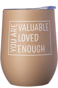 diversebee inspirational gifts for women, men, best friend, mom, sister, wife, girlfriend, boss, coworker, nurses, thank you encouragement birthday wine gifts,insulated wine tumbler with lid (latte)