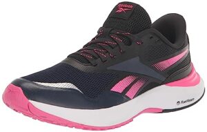 reebok women's endless road 3.0 running shoe, vector navy/black/proud pink, 7