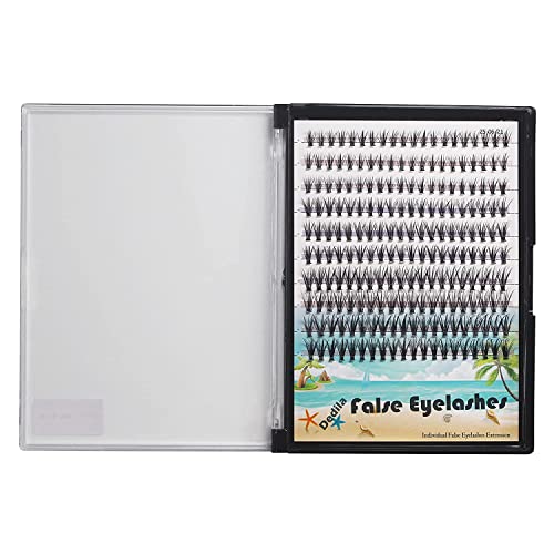 Dedila 200Pcs Handmade Individual False Eyelashes Thickness 0.07mm D Curl Mixed 10-12-14mm /11-13-15mm/12-14-16mm/16-18-20mm 3D Volume Cluster Eye Lashes Etensions (10-12-14mm)