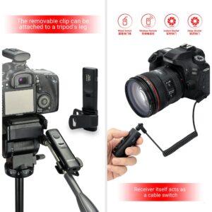 Camera Remote Shutter Release Wireless: [164'] Radio Control Accessories for Canon Rebel T7 T6 T5 T8i T7i SL3 EOS R RP R100 R7 R6 Mark II 90D 80D 70D 2000D, with AAA Battery & Removable Tripod Clip