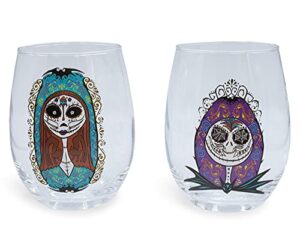 disney the nightmare before christmas jack and sally stemless glass set