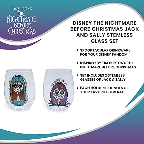 Disney The Nightmare Before Christmas Jack and Sally Stemless Glass Set