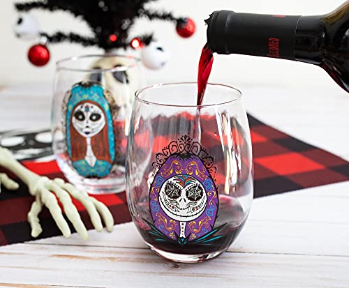 Disney The Nightmare Before Christmas Jack and Sally Stemless Glass Set