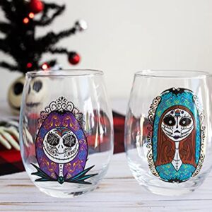 Disney The Nightmare Before Christmas Jack and Sally Stemless Glass Set