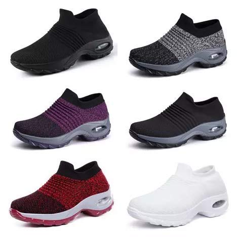 LIBINXIF Women's Walking Shoes Sock Sneakers Mesh Slip On Air Cushion Lady Girls Modern Jazz Dance Easy Shoes Platform Loafers Sneakers Black 41